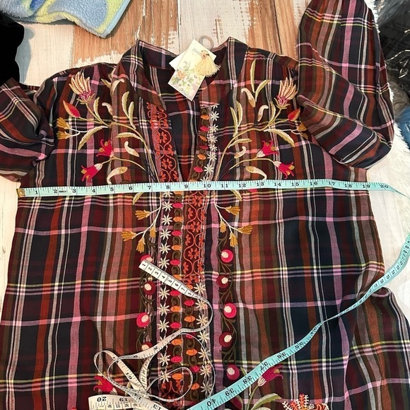 Johnny Was Rosalva Paris Effortless Blouse Size XS Plaid - Picture 7 of 12